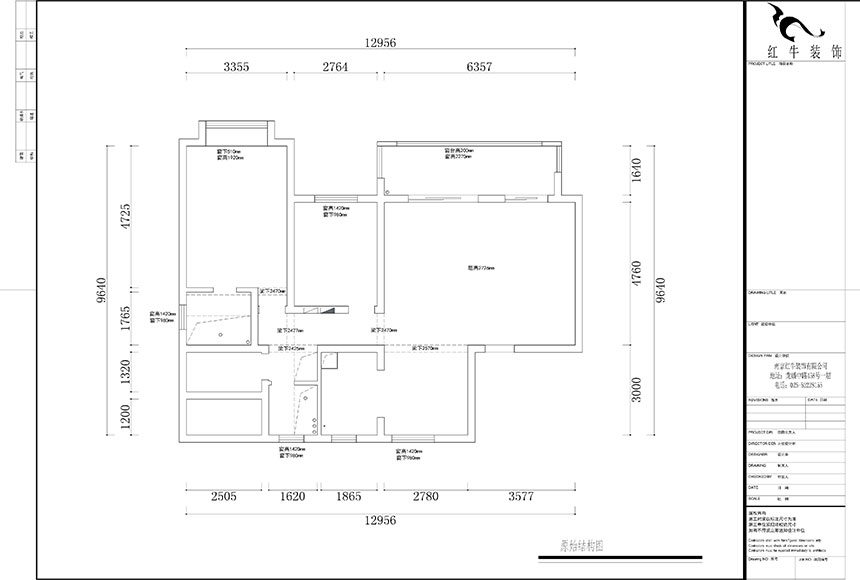 水印860x580_熊皓宇_南京市栖霞区招商公园里135㎡简美风格装修_原始结构图